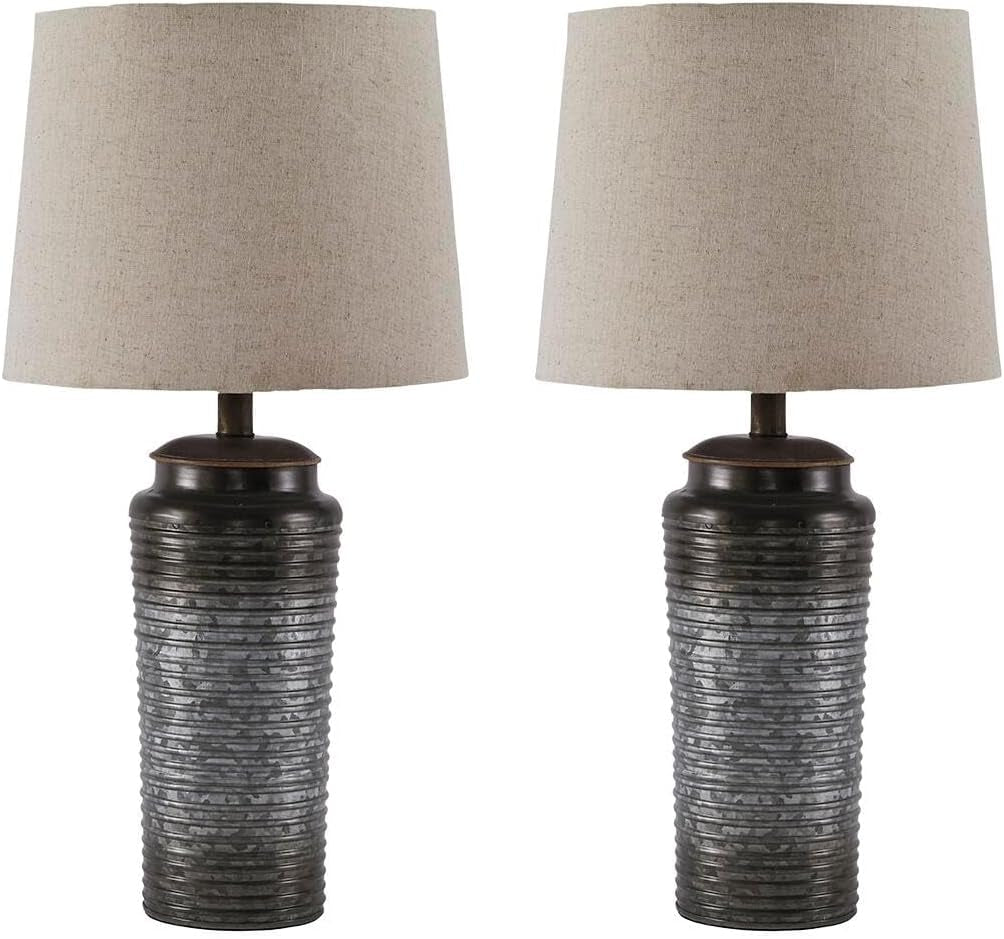 signature-design-by-ashley-norbert-living-room-table-lamp-set-of-2-gray-galvanized-metal-with-ribbed-ombre-finish-medium-fabric-hardback-shade-supports-up-to-150-watts-living-room-placement