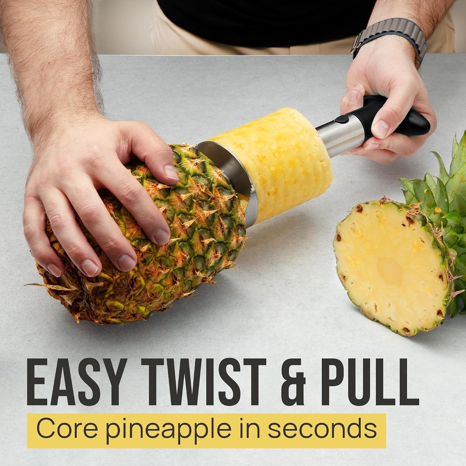 stainless-steel-pineapple-corer-slicer-heavy-duty-pineapple-cutter-eye-removal-tool-core-remover-tool-with-sharp-reinforced-blade-ergonomic-handle-black