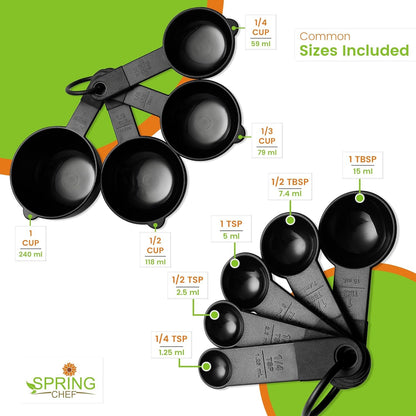 Black Magnetic Measuring Cups & Spoons - 9 Pcs - Nesting Design3