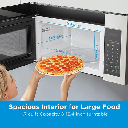 Midea over the Range Microwave Oven, 1.7 Cu.Ft, 1000W, Stainless Steel | Smart Touch Panel, 18 Auto Cook Menus, 300 CFM Ventilation, 10 Power Levels5
