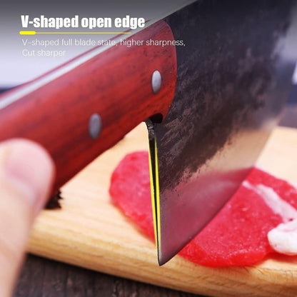 Meat Cleaver, 8 Inch High Carbon Steel Forged Butcher Knife Chef Kitchen Knives Chopping Cleaver with Wood Handle5