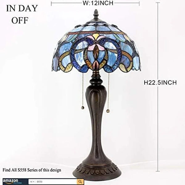Table Lamp Base Replacement Only with 6 Pcs Bulb, Wide 6.5 Height 24 Inch, Fit for 12, 14, 16, 18 Inch Tiffany Style Stained Glass Lampshade, Dark Bronze Finish, Resin, Pull Chain Switch6