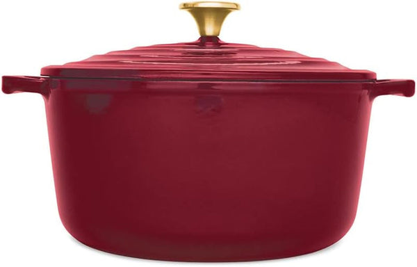 Cast Iron Enameled Dutch Oven 6 Quart Induction Oven Broiler Safe 500F Pots and Pans, Cookware Red1