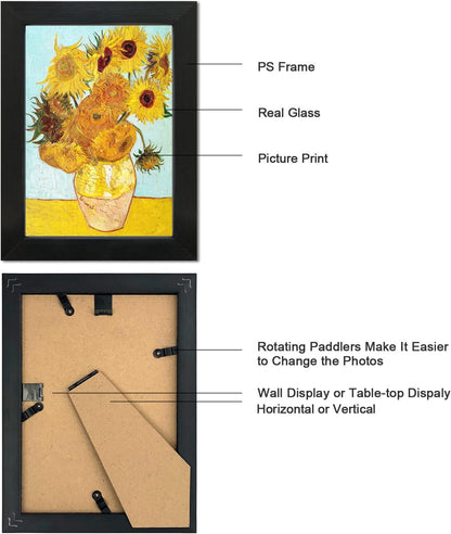 5X7 Picture Frame Set of 6 with Real Glass for Pictures 4X6 with Mat or 5X7 without Mat, Wall or Tabletop Gallery Photo Frames in Black3