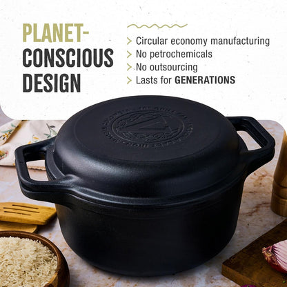 6-Quart Cast Iron Combo Cooker, Combination Dutch Oven and Skillet, Made in Colombia, 2-Piece Set5
