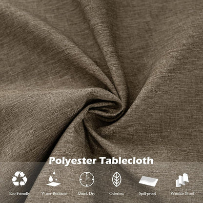 round Tablecloth, 48 Inch Diameter, Faux Linen Table Cloth, Water Resistant Spill-Proof Wipeable Polyester Dining Table Cover for Kitchen Cafe Restaurant Buffet Tabletop Decoration, Flaxen4
