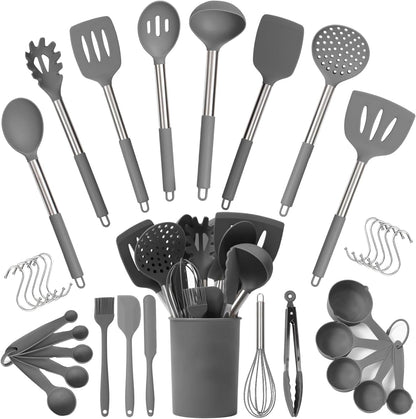 34 Pcs Silicone Kitchen Utensils Set, Stainless Steel 450F Heat Resistant1