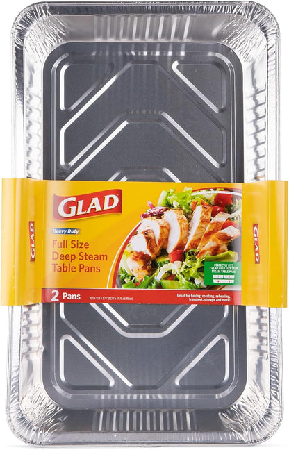 Disposable Full Size Aluminum Steam Pans, Deep Heavy Duty Foil Pans for Steaming, Baking, Roasting, Catering & Oven Reheating, Fits 2 Half Pans, 20.5 X 12.5 X 2.75 Inch, 2 Count2