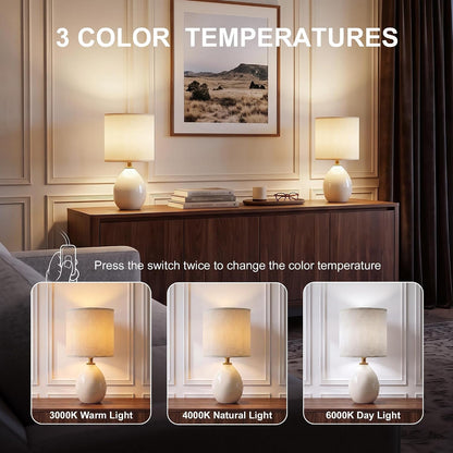 17.7" Ceramic Table Lamps Set of 2 for Living Room Bedroom, Cream3