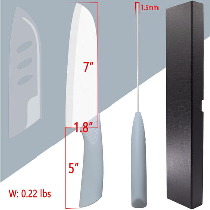 Ceramic Knife - 7 Inch Chef'S Santoku Knife - Sharp Ceramic Kitchen Knife with Sheath Cover7
