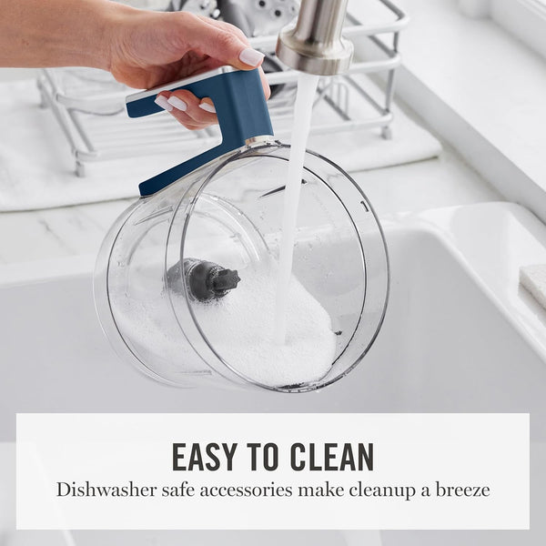 10 Cup Food Processor & Electric Chopper, One Touch Pulse | Bpa-Free Bowl, 3 Multipurpose Blades, Easy Food Prep, Chop, Slice, Shred, Puree, Emulsify, Speed Dial, Wide Feed Chute, Navy9