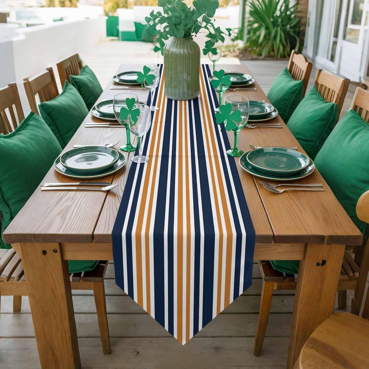 orange-navy-blue-striped-table-runner-linen-burlap-table-runner-72-inches-long-gradient-horizontal-lines-dresser-scarves-for-kitchen-island-coffee-dining-room-party-wedding-holiday-decor-13x72