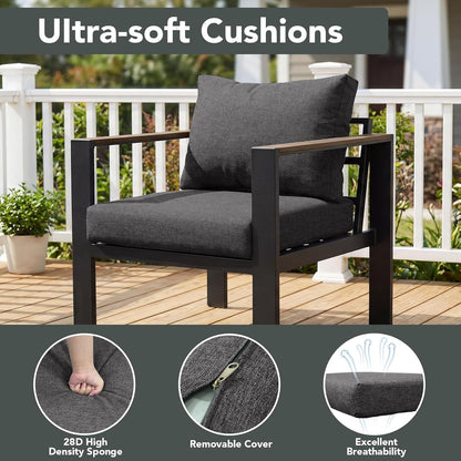 Patio Furniture Set 11 Seats and Coffee Table, 9 Pieces Patio Conversation Set with Thick Cushion, Ottomans, Deluxe Aluminum Modern outside Sectional for Porch, Balcony, Deck, Yard, Dark Gray8