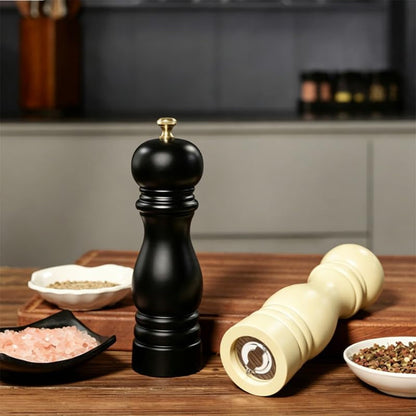 Classic Wooden Pepper Mill, Manual Salt and Pepper Grinder with Gold Adjustment Knob, Adjustable Ceramic Grinding Mechanism4