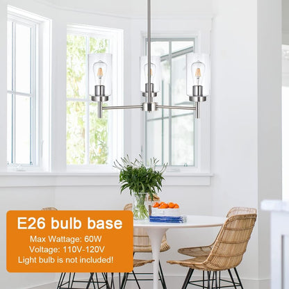 3 Lights Modern Chandeliers Metal Light Fixtures Ceiling Brushed Nickel Industrial Pendant Lighting for Dinging Room Living Room Kitchen Bedroom Hallway3
