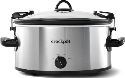 Crock-Pot Cook N Carry Oval Manual Portable Slow Cooker, Silver, 6-Quart | Travel-Proof Locking Lid, Serves 7+, High/Low/Warm Settings, Removable Dishwasher-Safe Stoneware, for Potlucks & Tailgating1