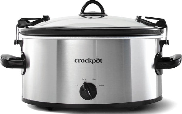 Crock-Pot Cook N Carry Oval Manual Portable Slow Cooker, Silver, 6-Quart | Travel-Proof Locking Lid, Serves 7+, High/Low/Warm Settings, Removable Dishwasher-Safe Stoneware, for Potlucks & Tailgating1