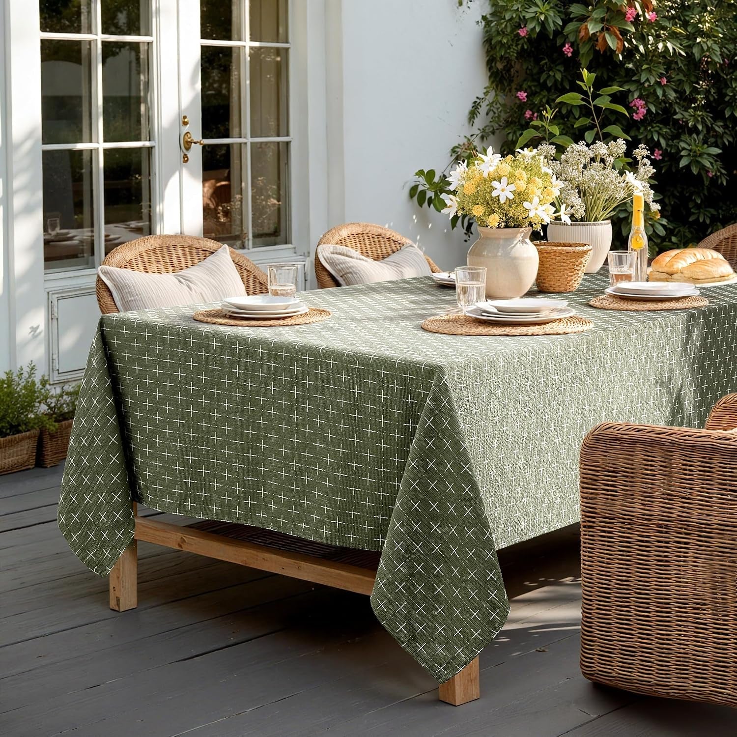 olive-green-rectangle-cross-star-textured-table-cloth-52x70-inch