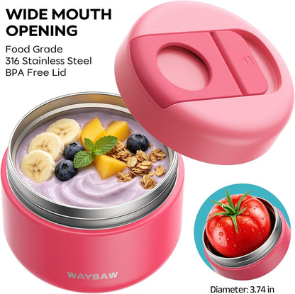 14 Oz Kids Thermo for Hot Food, Leakproof Insulated Vacuum Jar/Pink4