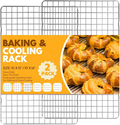 2 PCS Cooling Racks for Cooking and Baking, 15X10 Inches Stainless Steel Cooling Rack, Sheet Pan with Wire Rack for Baking Sheet, Bacon Rack Oven Safe Fits Jelly Roll Sheet Pan1