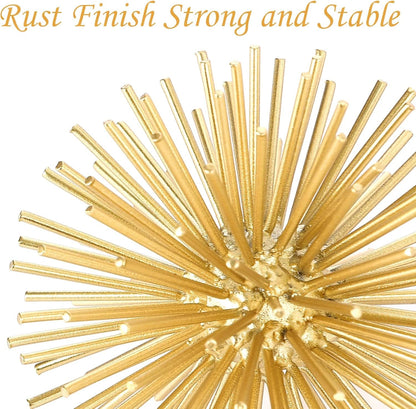 Gold Sphere Decor, Metal Gold Starburst Tabletop Sculpture Decor, Modern Metal Starburst Centerpiece, Spike Ball Decoration for Home Decor4
