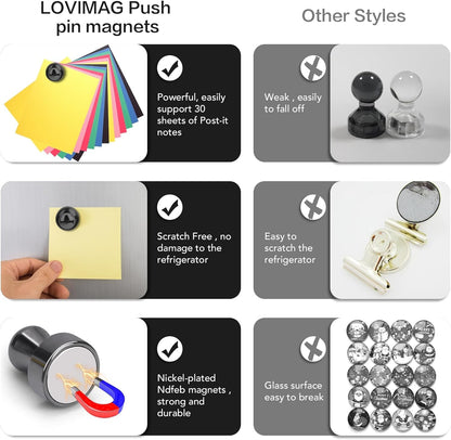 Fridge Magnets 12Pcs, Magnet for Refrigerator Whiteboard, Black | Small Strong Neodymium Metal Cute Push Pin for Classroom, Kitchen, Accessories Decorative, Office, Calendar4