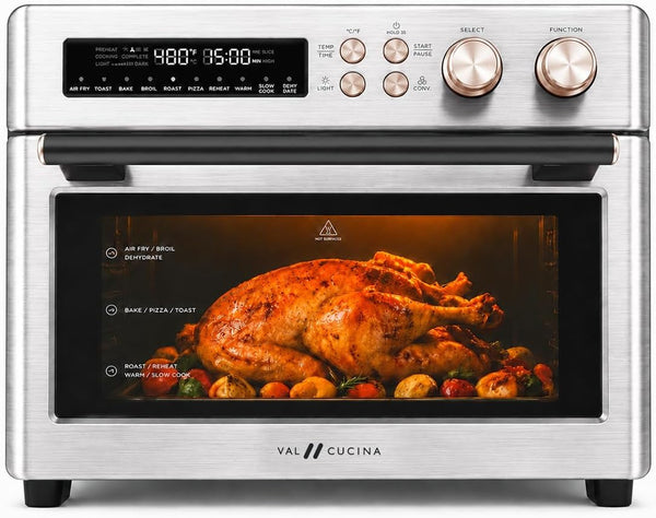 Infrared Heating 26.3 QT Air Fryer Toaster Oven, Large Countertop Convection Oven 10-In-1 Combo, 6-Slice Toast, Enamel Baking Pan Easy Clean with Recipe Book, Brushed Stainless Steel Finish1