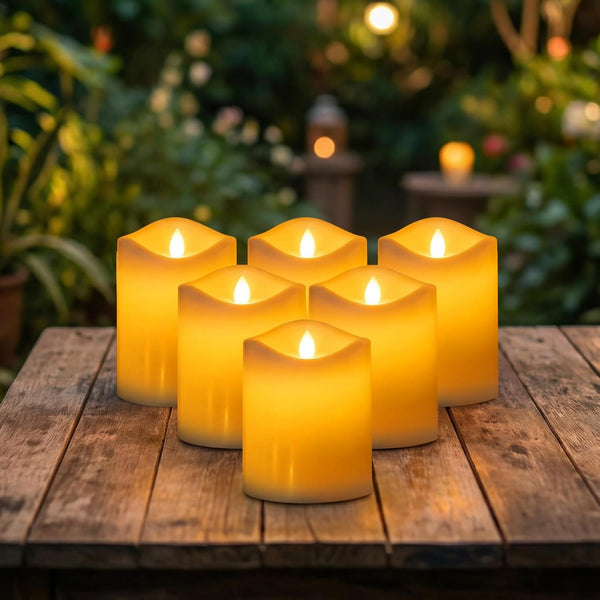 Solar Candles Outdoor Waterproof,6Pcs 3"X4" Solar Flamele Candle1