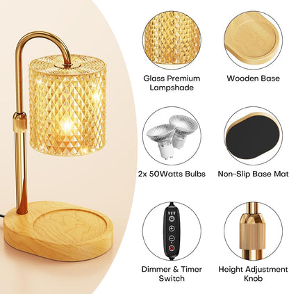 Candle Warmer Lamp with Timer Dimmer Height Adjustable Electric Candle Wax Warmer for Jar Candles Wax Melt Warmer with 2Bulbs Heater Lamp for Scented Wax for New Home Decor,House Warming Gifts5