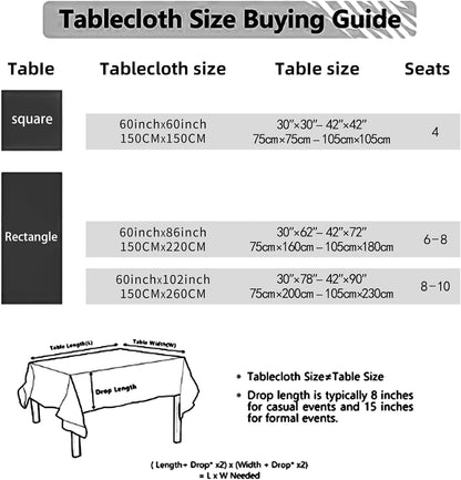 Cotton Linen Look Tablecloth Rectangle 86 Inch, Farmhouse Textured Tablecloth with Crochet Lace and Tassels, Vintage Table Cover for Dining Kitchen Wedding Party 60"X60"2