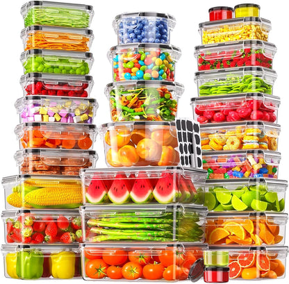 60 PCS Food Storage Containers with Lids Airtight, (30 Lids & 30 Containers) Leak Proof Containers Set for Kitchen, Meal Prep, Bpa-Free, Pvc-Free Plastic, Microwave/Dishwasher Safe, Extra Labels & Pen1