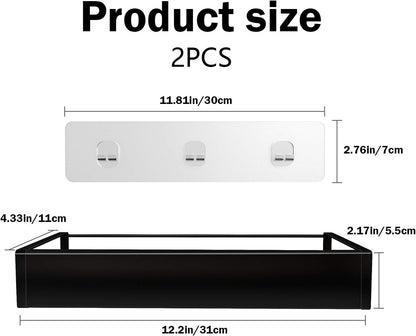 Shower Caddy, Adhesive Shower Organizer with Hooks, Shower Shelves for inside Shower, No Drilling Shower Rack Holder, Shower Storage for Bathroom, Kitchen Spice Rack-2 Pack Black6