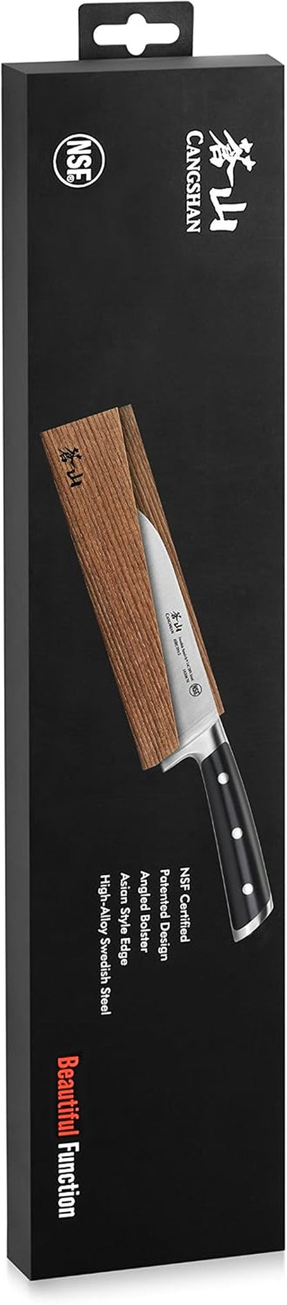 TS Series 1020687 Swedish 14C28N Steel Forged 7-Inch Santoku Knife and Wood Sheath Set8