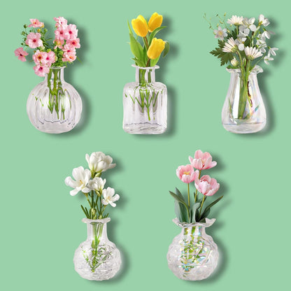 Cute Mini Vase Magnets for Fridge, Funny Decorative Magnets, 5 Pack | Tiny Plant Glass Vases with Faux Flowers, Whimsical Magnetic Refrigerator Decor, for Kitchen, Locker, Office, Gift1