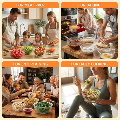 Glass Mixing Bowls with Lids Set - 5 Packs, Borosilicate Nesting Glass Bowls (3.7-2.1-1-0.5-0.2QT) for Baking, Salad, Meal Prep, Serving, Food Storage, BPA Free & Dishwasher Safe4