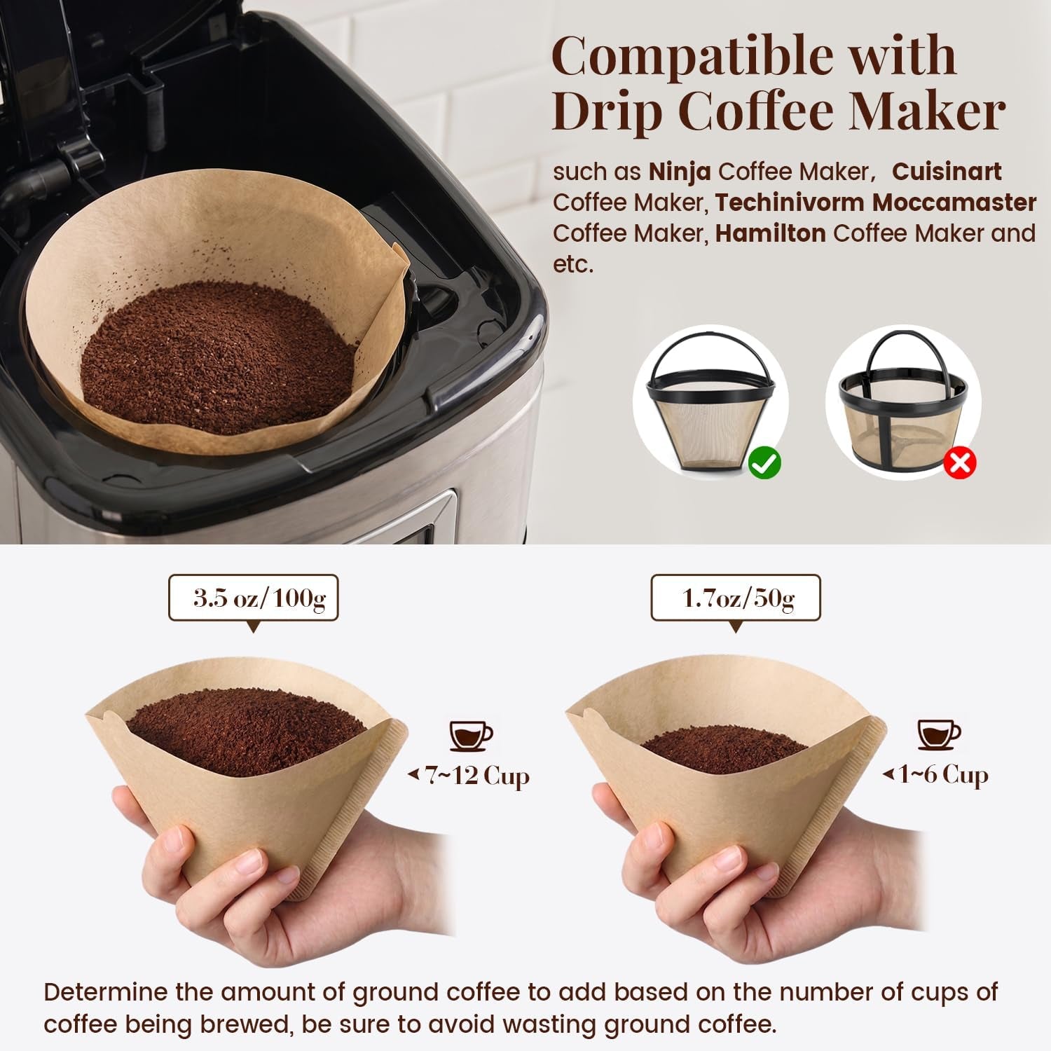 200pcs-4-cone-coffee-filters-8-12-cup-compatible-with-ninja-maker-disposable-natural-unbleached-no-blowout-paper-filters-compatible-with-ninja-cuisinart-pour-over-and-drip-coffee-maker