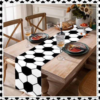 2 PCS Soccer Table Runner Black Tactical Instruction Printed Soccer Birthday Party Decoration 71 X 13'' March Sport Ball Themed Tablecloth Party Supplies for Table Kitchen Dining Room5