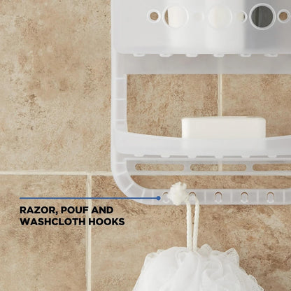 Shower Caddy Hanging, Large Heavy Duty Plastic Shower Organizer with 2 Shelves and 1 Deep Basket, White6