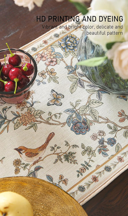Designer French Linen Table Runner,71"X12"-Cornucopia5