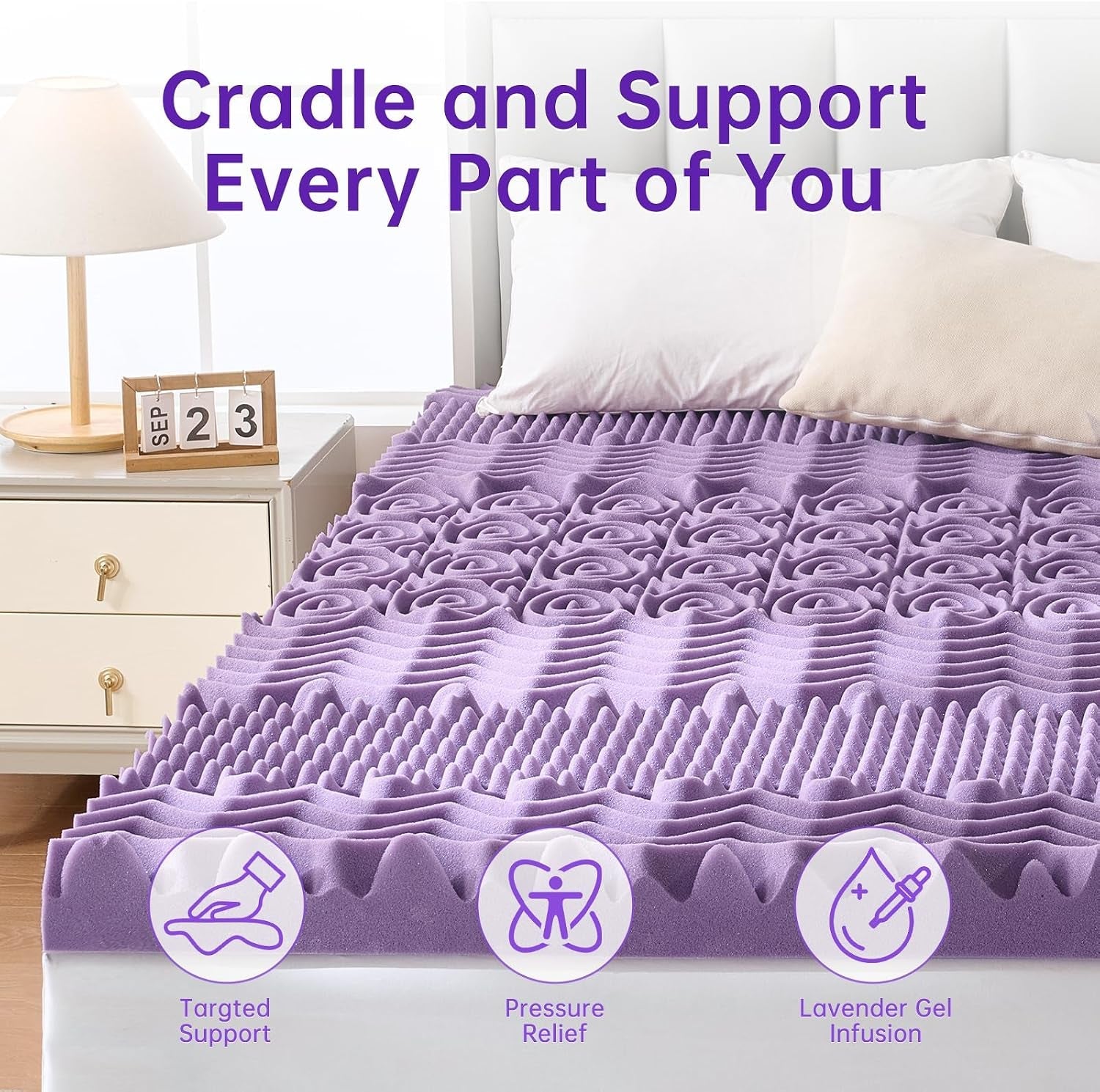 3-inch-7-zone-queen-mattress-topper-egg-crate-memory-foam-mattress-topper-queen-size-for-back-pain-lavender-gel-infused-bed-pad-certipur-us-and-oeko-tex-certification-60-80