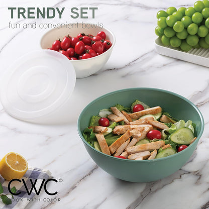 Mixing Bowls with Lids - 12 Piece Plastic Nesting Bowls Set Includes 6 Prep Bowls and 6 Lids, Microwave Safe Mixing Bowl Set, Sage2