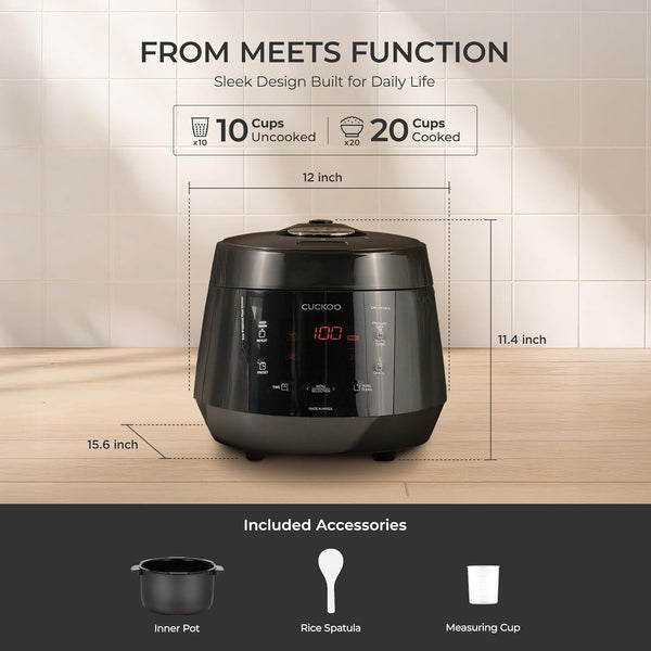 CUCKOO High Pressure Rice Cooker, 20-Cup Cooked, Black, CRP-PK1001S | Large 10-Cup Uncooked Capacity, Nonstick Inner Pot, 16 Menus, 20-26 Minute Turbo White Rice, Auto Clean, Made in Korea3