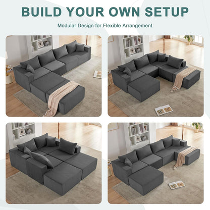 121" Boneless Couch, U Shaped Sofa, Sectional Couches for Living Room4