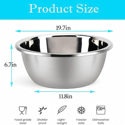 Stainless Steel Mixing Bowl, 23 Quart Salad Bowl, Metal Bowls, Stainless Steel Basin, Heavy Duty Deeper Edge Mirror Finish Dishwasher Safe Bowl2