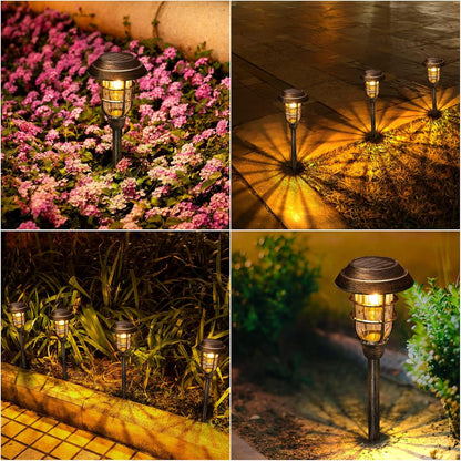 Solar Outdoor Lights, 8 Pack Bright Solar Pathway Lights Outdoor Waterproof, up to 12 Hrs Auto On/Off Solar Garden Lights Outdoor Solar Lights for Yard Patio Walkway Driveway Pathway - Bronze6