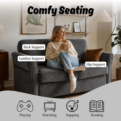 67" Loveseat Sofa, Chenille Fabric, Grey4