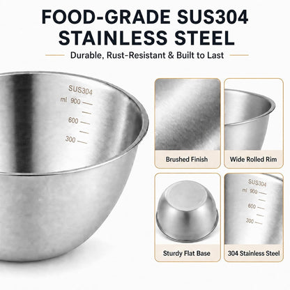 Stainless Steel Mixing Bowls Set,3 Pcs Meal Prep & Food Storage4
