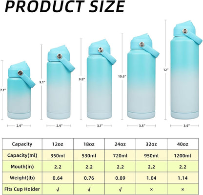 18Oz Insulated Water Bottle, Stainless Steel Bottle with Straw Lid5
