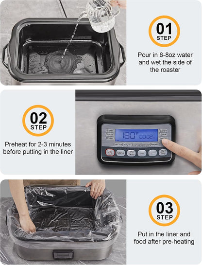 Electric Roaster Liners for Instant Cleanup, 18 X 34 Inch | 10-Count Disposable Turkey Oven Cooking Bags, Bpa-Free, Fits 16, 18, 22 Quart Roaster Pans, for Thanksgiving Christmas9