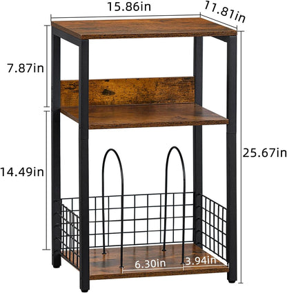 3 Tier End Table,Record Player Stand with Storage up to 100 Albums,Turntable Stand for Vinyl,Brown Records Shelf for Living Room Bedroom6